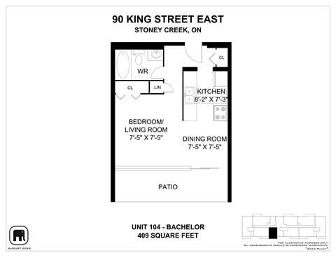 Floor plan for studio, 1 bath